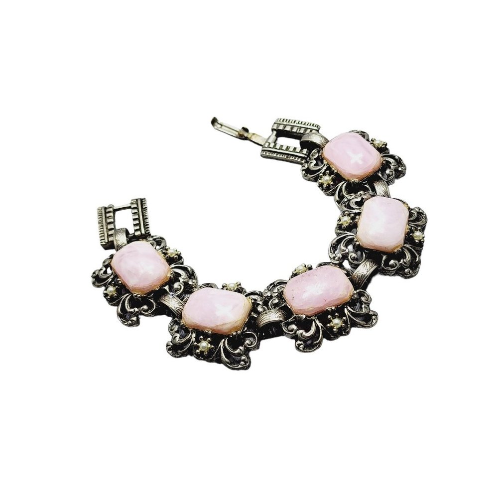 Vintage Marbleized Acrylic Panel Bracelet (A1015)